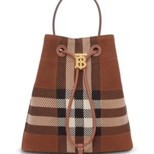 Buy checked knitted bucket bag